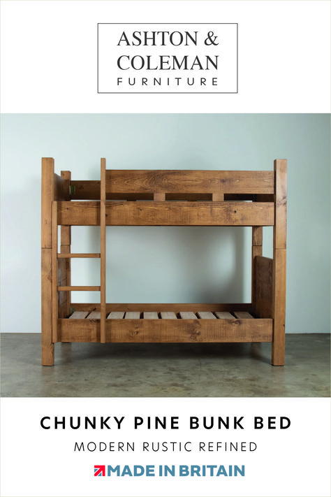 chunky pine bunk bed Pine Bunk Beds, Modern Rustic Bedrooms, Rustic Bedroom Furniture, Wooden Bunk Beds, Single Beds, Rustic Bedroom, Bunk Bed, Modern Bed, Single Bed