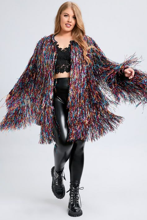 Tinsel Jacket, Plus Size Rave, Rave Festival Outfits, Suit Type, Plus Size Party, Alternative Bride, Taylor Swift Outfits, Disco Outfit, Rave Festival