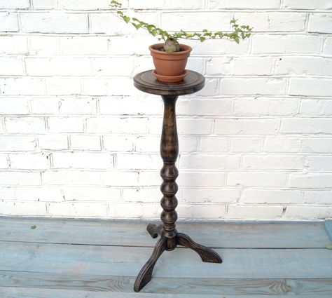 Wooden Plant Stands Indoor, Black Plant Stand, Rustic Plant Stand, Spindle Crafts, Rustic Wooden Coffee Table, Terrace Decor, Modern Plant Stand, Plant Pot Holders, Wooden Plant Stands