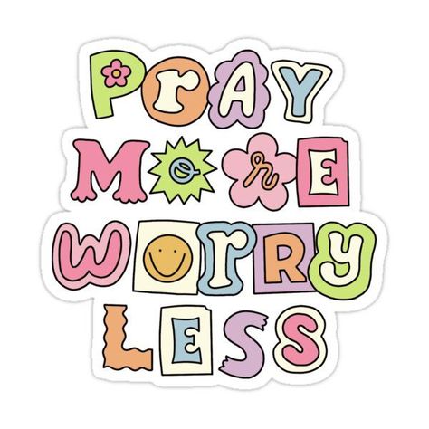 Decorate laptops, Hydro Flasks, cars and more with removable kiss-cut, vinyl decal stickers. Glossy, matte, and transparent options in various sizes. Super durable and water-resistant. Follow on instagram @kaley.studios for sticker updates and more! Pray More Worry Less, Pray More, Journaling Stickers, God Sticker, Bible Journal Notes, Christian Stickers, Worry Less, Bible Motivation, Bible Verses Quotes Inspirational