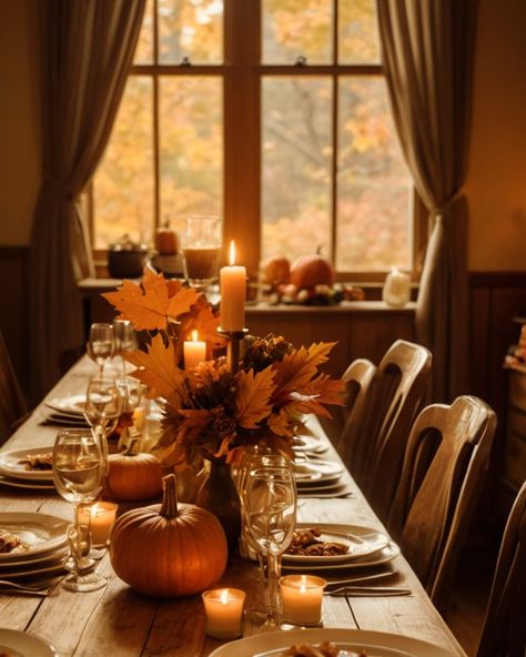 Step into the warmth of a Thanksgiving gathering where every detail tells a story. The golden glow of candles, the scent of roasted turkey, and the soft rustle of autumn leaves outside create a haven of gratitude and connection. This table isn’t just set for a meal; it’s set for memories, laughter, and love. 🍂 What’s your favorite Thanksgiving tradition or dish? Let’s celebrate together—drop it in the comments! #thanksgivingtable #diningroom #autumn #inviting #thanksgiving #seasonofgratitud... Thanksgiving Tradition, Thanksgiving Aesthetic, Thanksgiving Gathering, Thanksgiving Traditions, Golden Glow, Roasted Turkey, Thanksgiving Table, The Golden, Autumn Leaves