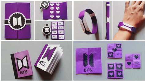 4 BTS paper crafts | BTS craft ideas | diy BTS stuffs | #BTS #craftideas #army easy BTS crafts #love - YouTube Bts Diy Gift Ideas, Bts Paper Craft, Bts Diy Crafts, Bts Crafts Ideas, Bts Bookmark, Keychain Diy Easy, Bts Craft, Paper Bracelets, Diy Friendship Bracelets Easy