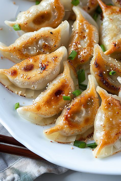 Gyoza Wrappers, Chicken Gyoza, Chicken Ginger, Gluten Free Travel, Food Stands, Dairy Free Dessert, Recipe Roundup, Thanksgiving Side Dishes, Ground Chicken