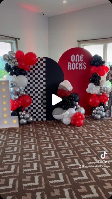 Signature Balloons on Instagram: "🏁🖤❤️🤘🏻ONE ROCKS🤘🏻❤️🖤🏁
Rock n Roll Theme First Birthday!!!! 
I had so much fun working with my customer and her vision for this! From start to finish I knew this was going to be a new favortie of mine! Custom Arches and Balloons, Deluxe Music Note Balloon Columns, Easel Balloon Garland and Helium Balloon Clusters by me (@signatureballoonspa) and everything else by my amazing customer! Also, the huge Gene Simmons to go with my display really sealed the deal for me! 
.
.
.
#BalloonDecor #PartyDecorations #BalloonArt #EventDecor #BalloonDesign #CelebrateWithBalloons #BalloonInstallation #BalloonInspiration #BalloonCenterpieces #BalloonArch #BalloonBouquet #BalloonBackdrop #BalloonGarland #BalloonArtist #BalloonSculpture #CreativeBalloons #BalloonsEvery Rock N Roll Theme, Theme First Birthday, Balloon Clusters, Balloon Installation, Balloon Sculptures, Gene Simmons, Balloon Centerpieces, Balloon Backdrop, Balloon Columns