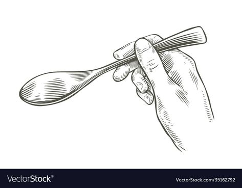 Spoon Sketch, Spoon Illustration, Sketch Restaurant, Sketches Ideas, Food Vector, Linocut Art, Food Concept, Hand Sketch, Cooking Food