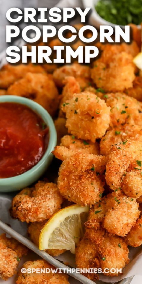 Popcorn Shrimp Recipe, Panko Shrimp, Quick Appetizer, Homemade Cajun Seasoning, Homemade Dips, Popcorn Shrimp, Breaded Shrimp, Crispy Shrimp, Deep Fry