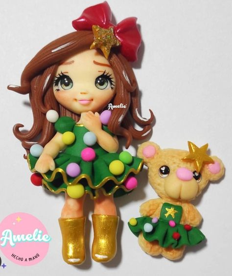 Pasta Flexible Navidad, Sculpey Ideas, Christmas Mix, Pasta Flexible, Polymer Clay Creations, Christmas Cake, Clay Creations, Cute Dolls, Biscuits