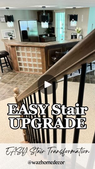 2.3K views · 88 reactions | NO SANDING 🤯🫣🤭 Comment LINK for the products of this liquid wood stairs transformation!! 

Follow along for more budget friendly DIYs and tips along the way!! If you would like all the steps, send me a  DM!

I used 2 coats of Retique It Light Wood Color Liquid Wood on the railing and spindles. I then stained the railing with 1 coat of Varathane Kona Stain and painted two coats of black paint on the spindles. I finished everything with 1 coat of Varathane Matte Polyurethane. 

#liquidwood #stain #stairs #stairrailing #beforeandafter #myhome #homeprojects #diy #diyhome #diyprojects #cabinetideas #cabinet #stainideas #homeideas #stairwell #transformation #budgetfriendly #hack #hacks #budgetfriendlydiy #youcandoit #onabudget #easy #tutorial #tipsandtricks #hack # Stain Stairs, Neutral Modern Home, Stairs Upgrade, Kona Stain, Nate Smith, Wood Railings For Stairs, Liquid Wood, Stair Well, Wood Railing