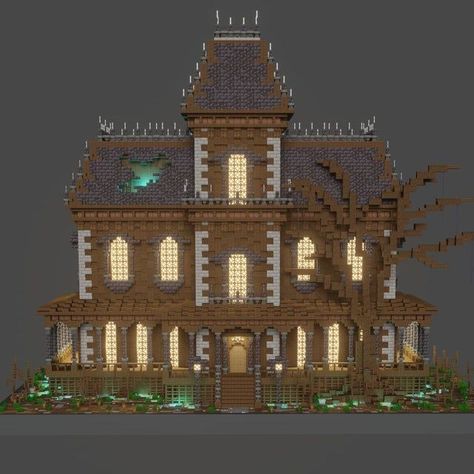 Minecraft Realm Spawn Ideas, Minecraft Haunted House, Minecraft Gothic House, Minecraft Victorian, Minecraft Building Designs, Gothic Victorian House, Minecraft Halloween, Minecraft City Buildings, Minecraft Mansion