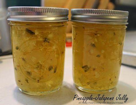 Cooking With Mary and Friends: Pineapple-Jalapeno Jelly Pineapple Jelly Recipe, Jalapeno Jelly Recipes, Apocalypse Prep, Pineapple Jelly, Pepper Jelly Recipes, Jalapeno Jam, Jalapeno Jelly, Pickle Recipes, Canning Kitchen