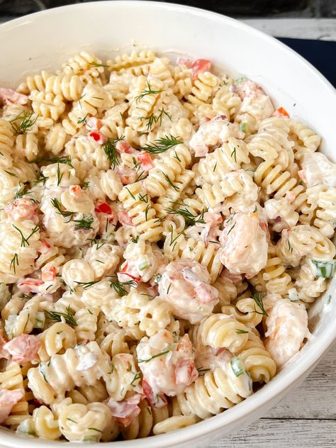 Dill Shrimp Pasta Salad Creamy Sriracha Shrimp Pasta Salad, Shrimp Pasta Salad Recipes Cold, Pasta Shrimp Salad, Cold Shrimp Pasta Salad, Pasta With Dill, Pasta Salad With Shrimp, Dill Pasta Salad, Dill Shrimp, Shrimp Salads