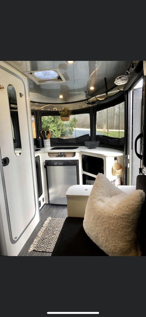 Airstream Basecamp Decorating Ideas, Basecamp Airstream, Van Renovation, Jeep Camper, Tiny Campers, Campervan Kitchen, Manifest Life, Toy Hauler Trailers, Van Project