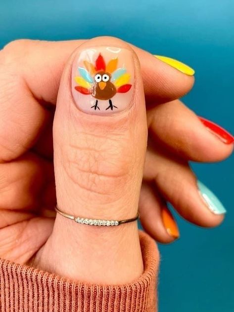 Cute Fall Art, Nails Thanksgiving, Turkey Nails, Fall Thanksgiving Nails, Kids Nail Designs, Fruit Nail Art, Nail Art Diy Easy, Thanksgiving Nail Designs, Thanksgiving Nail Art