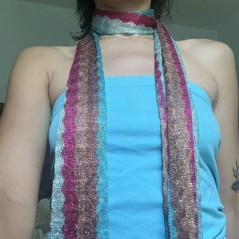 #scarf #y2k super cute metallic stripped skinny... - Depop Y2k Scarf Outfit, 2000s Scarf, Y2k Scarf, Harujuku Scarf, 80s Scarf, Pink Cheetah Scarf, Coachella Outfit, Super Cute, Women Wear