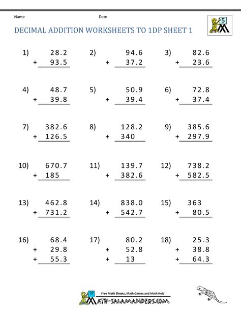 Decimal Addition Worksheets, Decimal Worksheets 5th Grades, Decimal Addition And Subtraction, Subtracting Decimals Worksheet, Decimal Practice, Decimal Multiplication, Decimals Addition, Decimal Word Problems, Adding Decimals