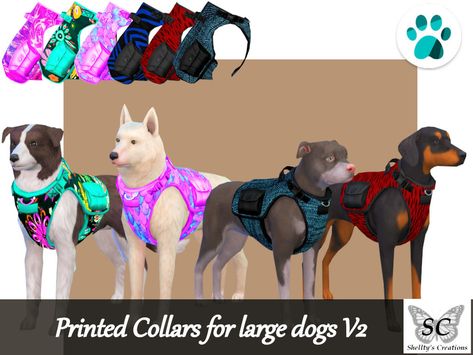 Sims 4 Cc Pet Harness, Sims 4 Dog Collar, Sims 4 Pet Cc Clothes, Sims 4 Dog, Sims 4 Pets Mod, Large Dog Harness, Big Dog Clothes, Sims Pets, Dogs Accessories