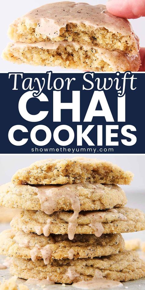 Taylor Swift Chai Sugar Cookies are perfectly spiced, melt in your mouth brown butter sugar cookies smothered in a sweet, cozy powdered sugar glaze. Saturday Appetizers, Chai Sugar Cookies, Coffee Flavored Cookies, Edible Sugar Cookie Dough, Chai Cookies, Chocolate Crinkle Cookies Recipe, Vegan Sugar Cookies, Monster Cookies Recipe, Iced Oatmeal Cookies