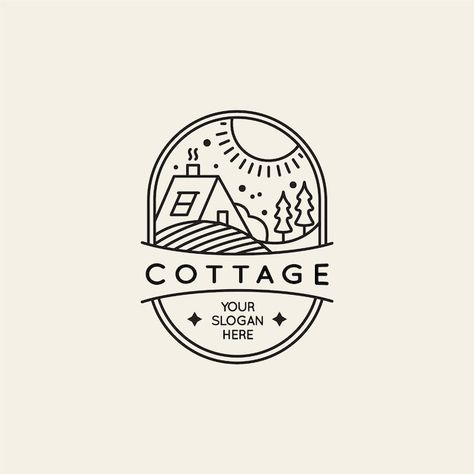 Logo With House Graphic Design, Cottage Branding Design, Roofing Logo Design, Cozy Logo Design, Logos With Mountains, Cottage Branding, House Graphic Design, Apartment Logo, Cottage Logo