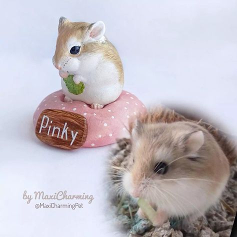 Hamster Memorial, Hamster Art, Roborovski Hamster, Hamster Diy, Grinch Stuff, A Hamster, Diy Air Dry Clay, Animal Planters, Clay Diy Projects