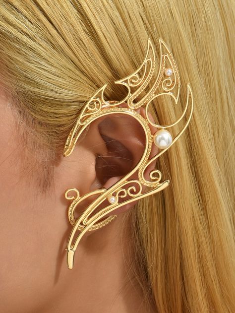 Ear Cuff Gold, Mcu Dr, Elf Ear, Elf Ear Cuff, Lights Chandelier, Elf Ears, Pearl Decor, Gold Ear Cuff, Party Earrings