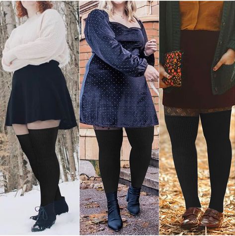 Plus Size Thigh Highs Outfit, Plus Size Knee High Socks Outfits, Plus Size Thigh High Socks Outfit, Thigh High Stocking Outfit Ideas, White Thigh High Socks Outfit, Stockings Outfit Plus Size, Thigh High Socks Outfit Grunge, Thigh High Stockings Outfit, Thigh Socks Outfit