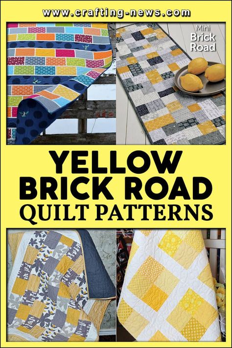 A handmade quilt is a gift that can be cherished for a lifetime. It can be passed down from generation to generation. A quilt is a work of art that takes skill and countless hours to complete. When a loved one receives a quilt as a gift, they know that you have put a ton of time and effort into it.I hope you enjoy these Yellow Brick Road Quilt Patterns as much as we do. All Roads Quilt Pattern Free, Yellow Quilts Ideas, Yellow Brick Road Quilt Pattern Free, All Roads Quilt Pattern, Free Yellow Brick Road Quilt Pattern, Yellow Brick Road Quilt Pattern, Yellow Brick Road Baby Quilt, Yellow Brick Road Quilt, Yellow Patchwork Quilt