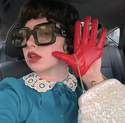 #unique #fashion #red #blue #frances #sunglasses #outfits #outfitideas #tiktok #vines Chloe Frances, White Goth, 90s Supermodels, 2021 Fashion, Fashion Icon, Aesthetic Makeup, Visual Kei, Drawing People, Square Sunglasses Women