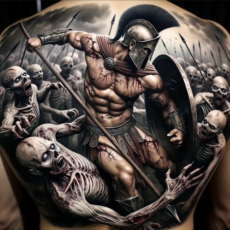 #tattoo #tattoos #tattooed #tattooart #tattooideas #tattoodesign #backtattoo #backpiecetattoo #tattooartwork #ink #inkaddict #monster #monstercrawling #armageddon #zombie #apocalypse #zombieapocalypse #warrior #spartan Spartan Warrior Tattoo, Apocalypse Tattoo, Japanese Back Tattoo, Spartan Tattoo, Arm Tats, Back Piece Tattoo, Spartan Warrior, Warrior Tattoo, Leg Sleeves