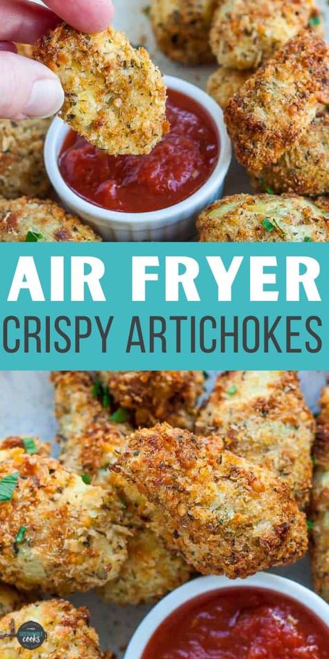 Apitizer Recipes, Fried Artichoke Hearts, Artichoke Heart Recipes, Side Dishes For Salmon, Fried Artichoke, Baked Artichoke, Healthy Side Dish, Air Fryer Oven Recipes, Air Fry Recipes