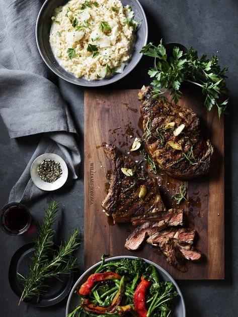 Sous Vide Steak with Slow-Cooker Risotto Sous Vide Steak, Sous Vide Cooking, Cooking Temperatures, How To Grill Steak, Steak Dinner, Dinner Dishes, Williams Sonoma, How To Cook Pasta, Food Styling