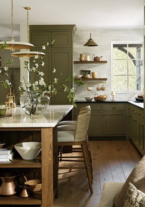 Tiffany Leigh Design, Organic Interior Design, Transitional Design Style, Barrie Ontario, Modern Coastal Decor, Blue Kitchen Cabinets, Farmhouse Interior, Eclectic Interior, Green Kitchen