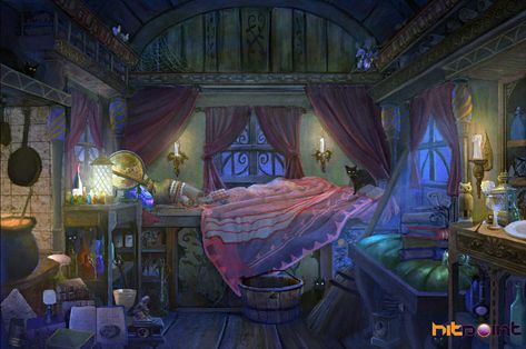 witches wagon interior concept by TylerEdlinArt on DeviantArt Witch Concept Art, Witch Concept, Witch Bedrooms, Concept Art Landscape, Interior Concept Art, Fantasy Bedroom, Fantasy Rooms, Art Disney, Witch House