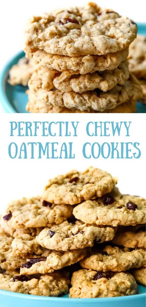 This is the best vegan oatmeal cookie recipe ever! Perfectly soft and chewy with the classic taste of oatmeal and brown sugar. You can add raisins, chocolate chips, craisins, or nuts to make any type of oatmeal cookies you want. This also makes the most delicious cookie dough ever and, since there are no eggs, feel free to eat it up! Eggless Oatmeal Raisin Cookies, Eggless Oatmeal Cookies, Vegan Oatmeal Raisin Cookies, Sugar Free Oatmeal, Soft Oatmeal Cookies, Vegan Oatmeal Cookies, Chewy Oatmeal Cookies, Gluten Free Oatmeal Cookies, The Best Oatmeal