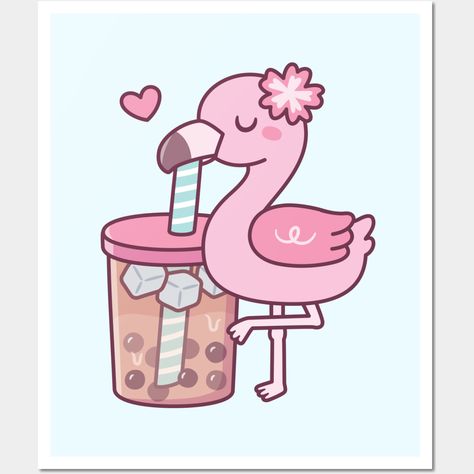 A cute flamingo with a flower on its head is loving the big cup of ice bubble tea. Amusing design for summer and boba tea lovers! ♥ -- Choose from our vast selection of art prints and posters to match with your desired size to make the perfect print or poster. Pick your favorite: Movies, TV Shows, Art, and so much more! Available in mini, small, medium, large, and extra-large depending on the design. For men, women, and children. Perfect for decoration. Kawaii Flamingo, Ice Bubble, Kawaii Summer, Cute Flamingo, Chic Tattoo, Fav Products, Cute Food Drawings, Kawaii Bunny, Modern Tattoos