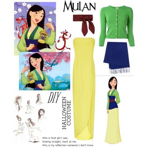 A fashion look from October 2016 featuring BCBGMAXAZRIA dresses, P.A.R.O.S.H. cardigans and Yves Saint Laurent scarves. Browse and shop related looks. Mulan Costume Diy, Mulan Halloween Costume, Mulan Halloween, Mulan Outfit, Cosplay Patterns, Disney Characters Costumes, Disney Themed Outfits, Diy Halloween Costume, Disney Bound Outfits