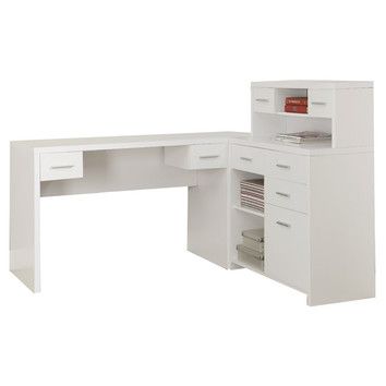 Shop Wayfair for Monarch Specialties Inc. Clarendon Corner Desk with Hutch - Great Deals on all Furniture products with the best selection to choose from! White L Shaped Desk, Corner Desk With Hutch, White Computer Desk, L Shaped Office Desk, Computer Desk With Shelves, L Shape Desk, Computer Desk With Hutch, Corner Computer Desk, Shaped Desk