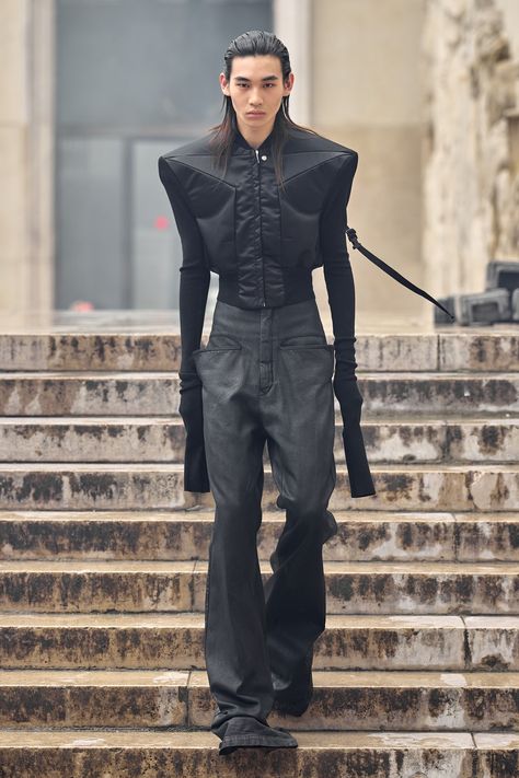 Rick Owens Spring 2024 Menswear Fashion Show | Vogue Goth Moodboard, Rick Owens Runway, Rick Owens Fashion, Collection Moodboard, Couture Menswear, 2024 Menswear, Fashion Identity, 2024 Runway, Sci Fi City