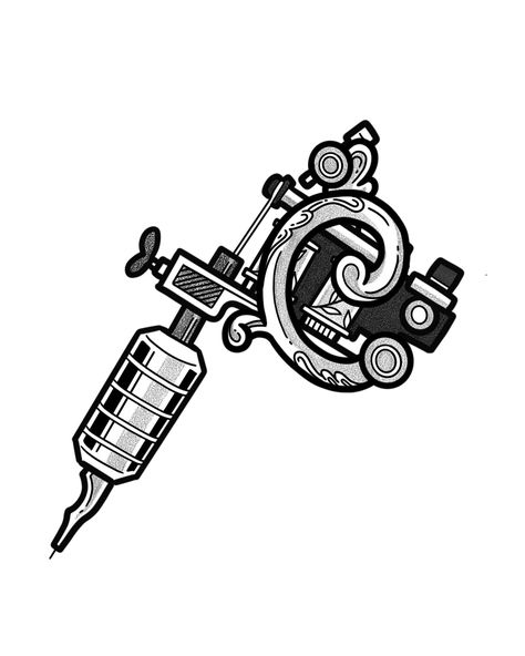 ✨Inktober Day 18 - DRIVE✨ I would like to think that I’m pretty driven towards what I do. I absolutely love tattooing and making art, and I can’t believe that’s what I do for a job. So I decided to draw a traditional tattoo machine. I use a Cheyenne Hawk pen, but I first started tattooing using one of these machines for a very short period of time. Unfortunately I don’t own one, and it’s been a while since I’ve had one in my hands, so I hope I remembered all the parts. This piece was a blend... Coil Tattoo Machine Drawing, Traditional Tattoo Machine, Tattoo Machine Drawing, Tattoo Machine Design, Machine Drawing, Coil Tattoo Machine, Barbershop Design, Old School Tattoo Designs, Mermaid Tattoos