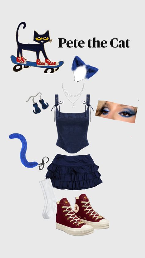 Pete Cat Costume, Cat Theme Outfit, Pete The Cat Halloween Costume, Pete The Cat Halloween, Pete The Cat Costume, Convention Outfits, Classic Halloween Costumes, Halloween Coustumes, Cat Halloween Costume