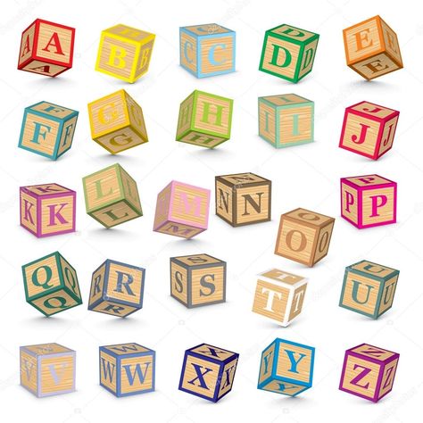 Banner Doodle, Wooden Alphabet Blocks, Wooden Blocks Toys, Letter Blocks, Abc Blocks, Family Tattoo Designs, Font Examples, Toys Art, Block Fonts