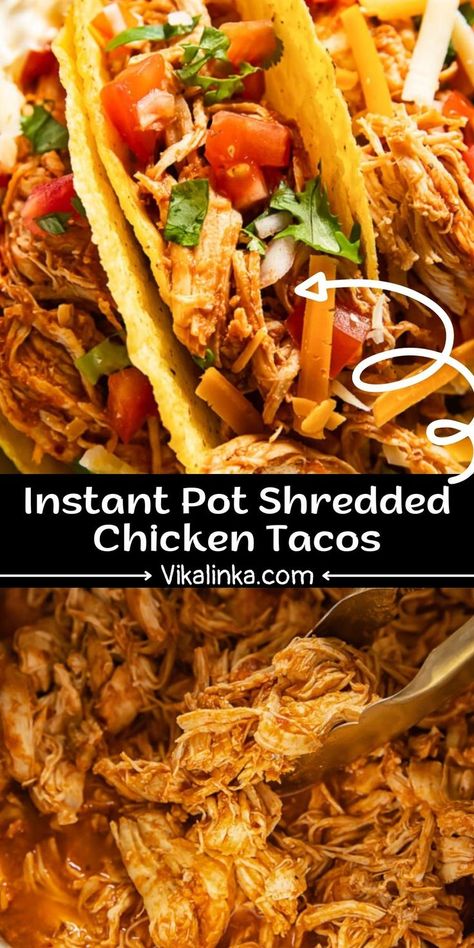 Shredded Chicken Pressure Cooker, Instant Pot Shredded Chicken Tacos, Instant Pot Shredded Chicken, Instant Pot Easy, Pulled Chicken Tacos, Pressure Cooker Recipes Chicken, Pulled Chicken Recipes, New Chicken Recipes, Mexican Shredded Chicken