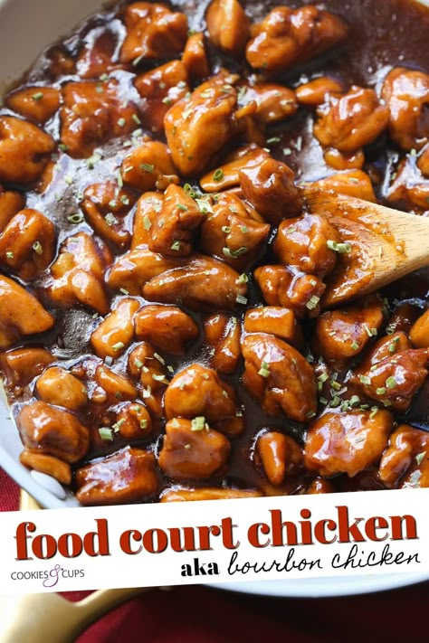 Food Court Chicken, Burbon Chicken, Ranch Recipes, Bourbon Chicken Recipe, Mall Food Court, Huge Family, Bourbon Chicken, Weeknight Recipes, Buzz Feed