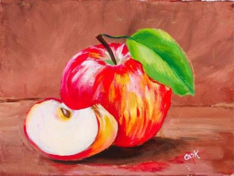 Introductory Acrylic Paint Tutorial of an Apple and a Slice by Ginger Cook. Free lesson. Acrylic Paint Tutorial, Painting Apple, Painting Videos Tutorials, Paint Tutorial, Acrylic Painting Inspiration, European Village, Apple Painting, Apple Art, Acrylic Painting Lessons