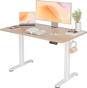 YDN Electric Standing Desk, Adjustable Height Stand up Desk, 48x24 Inches Sit Stand Home Office Desk with Splice Board,Natural Top Standing Desk Adjustable, Desk Adjustable Height, Electric Standing Desk, Adjustable Height Standing Desk, Stand Up Desk, Glass Desk, Sit Stand Desk, Small Home Office, Home Office Desk