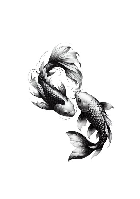 Coi Fish Tattoo, Dragon Koi Tattoo Design, Sea Tattoos, Trout Tattoo, Koi Dragon Tattoo, Asian Fish, Japanese Koi Fish Tattoo, Koi Dragon, Flower Reference