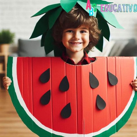 Watermelon Diy Costume, Vegetable Costumes For Kids Diy, Math Costume, Vegetable Costumes, Fruit Costumes, Fancy Dress Competition, Spongebob Party, Clay Crafts For Kids, Kids Dress Collection