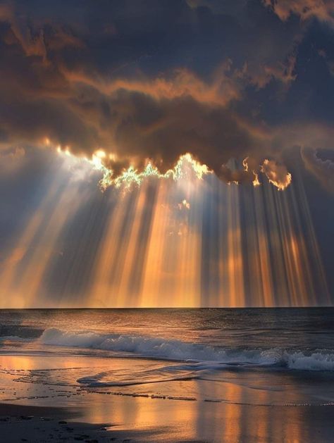 Sun Breaking Through Storm Clouds, Superliminal Aesthetic, Sunrise Over The Sea, Sun Set Pictures Sky, Sun Rays Aesthetic, Secrets Aesthetic, Sunrise Over Water, Sunrise Over Ocean, Touch Aesthetic