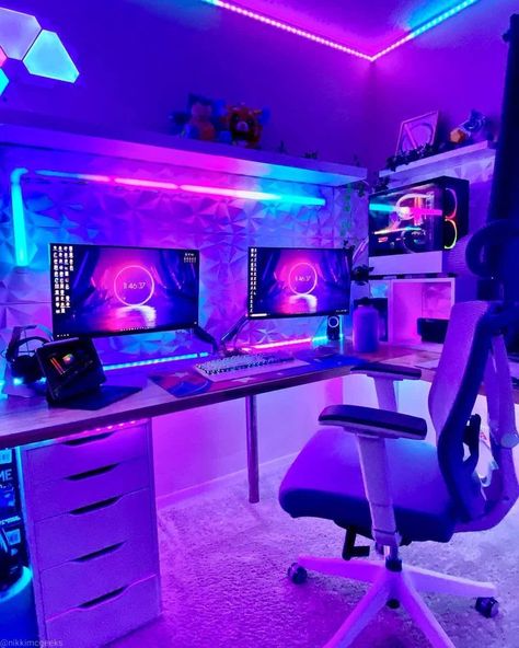 Gaming Laptop Setup, Tech Desk, Home Recording Studio Setup, Man Cave Room, Computer Desk Setup, Pc Gaming Setup, Video Game Room Design, Video Game Rooms, Set Game