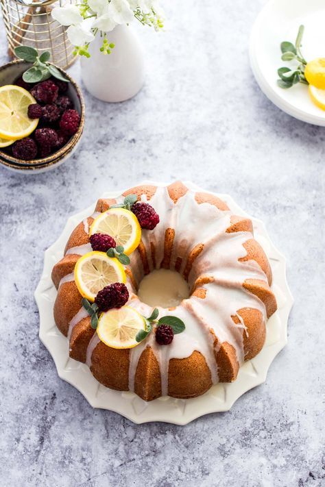 Lemon Bundt Cake with Berry Jam Filling | Bite It Quick Filled Bundt Cake Recipes, Filled Bundt Cake, Cake With Fruit Filling, Bundt Cake Decorations, Cake With Fruit, Bundt Cake Recipes, Lemon Bundt Cake Recipe, Easy Bundt Cake, Moist Lemon Cake