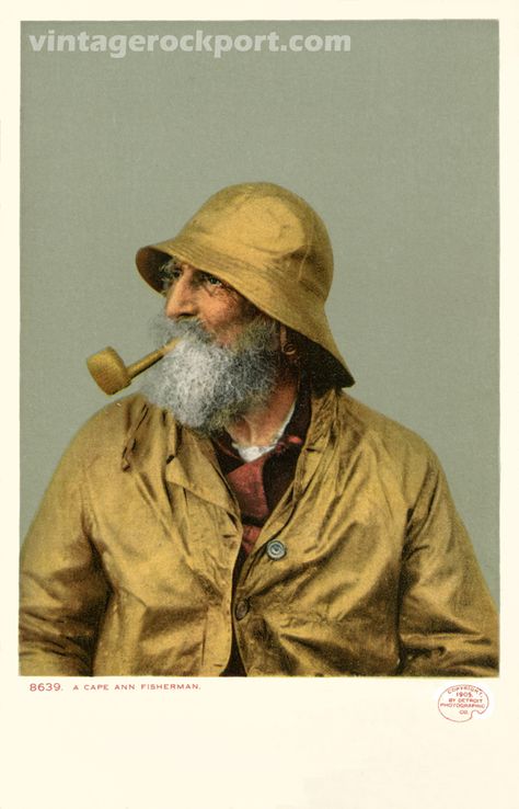 Cape-Ann-Fisherman_post Fisherman Aesthetic, Fisherman Costume, Fisherman Art, Old Fisherman, Sea Captain, Cape Ann, Black And White Photograph, Boat Painting, Publishing Company